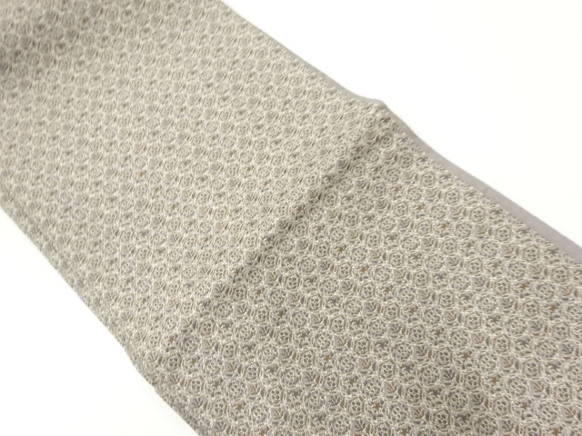 JAPANESE KIMONO / ANTIQUE FUKURO OBI / WOVEN ROUNDEL WITH FLOWER